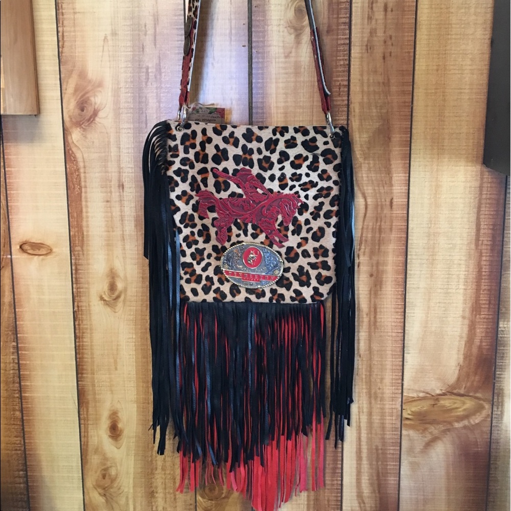 Leather leopard print Crossbody bag